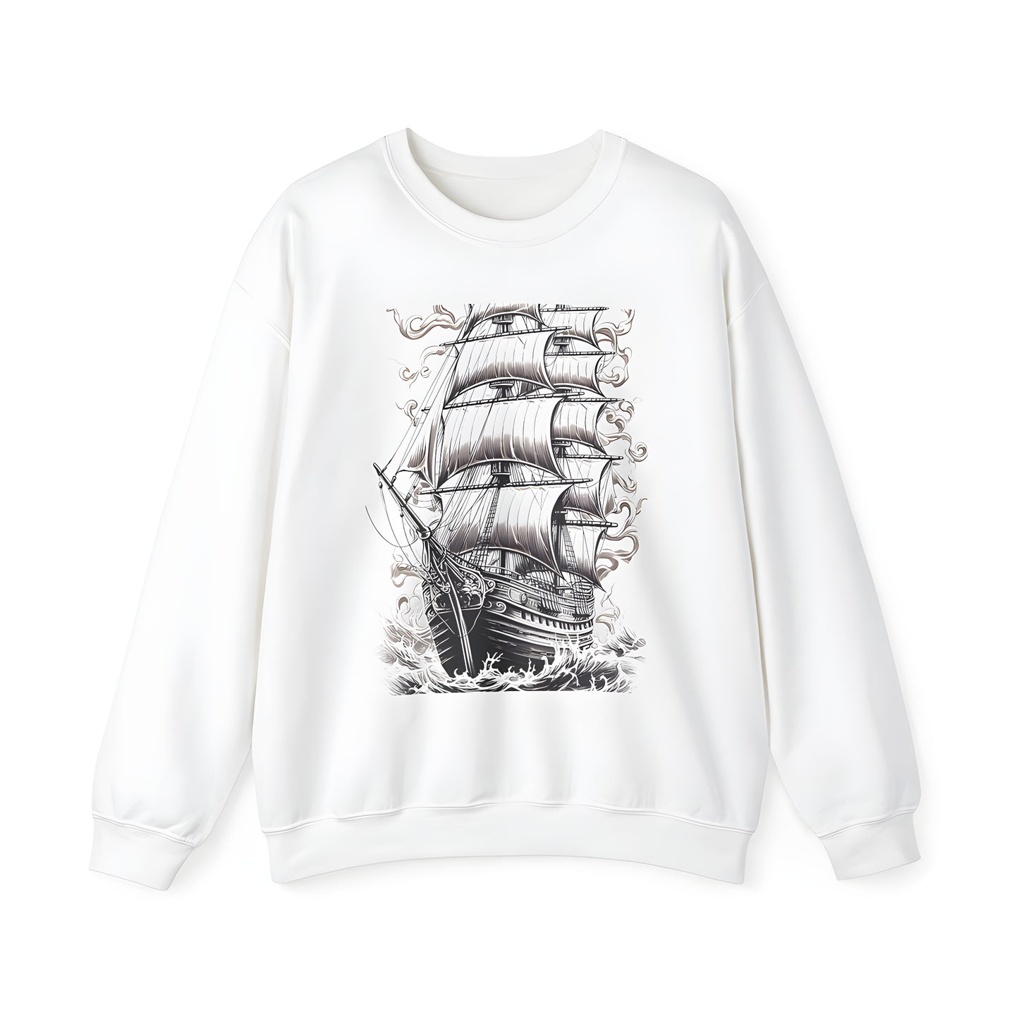 Adult sweatshirt with colorful sailing ship design