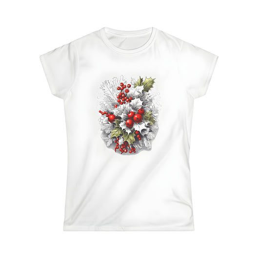 Women's Festive Holly Berry Holiday Tee