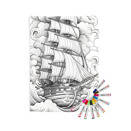 Indoor wall tapestry art depicting a sailing ship design, perfect for home decor