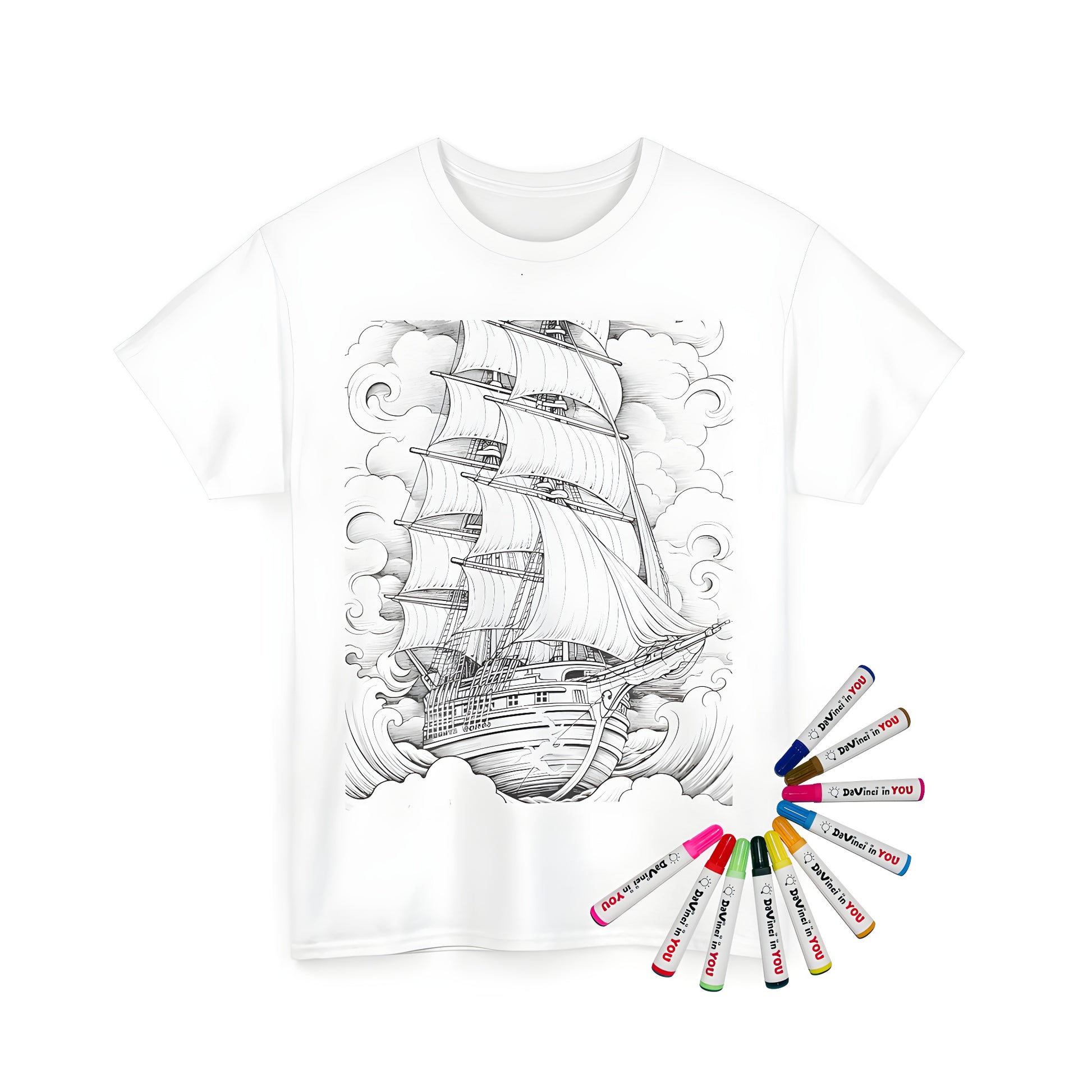 Sailing vessel, boat, ship image on a unisex t-shirt