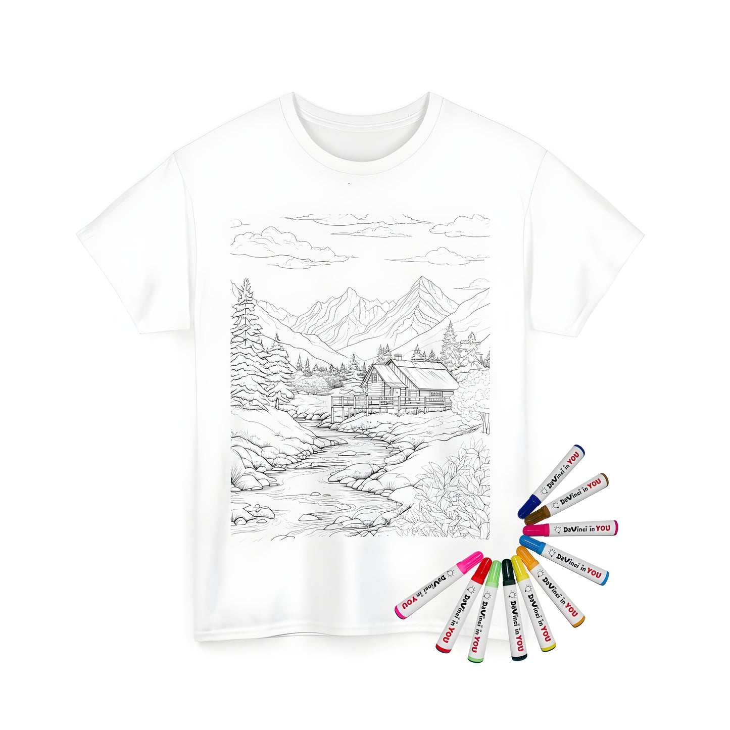 Colorful Mountain Lodge, Chalet, or Ski Chalet themed Unisex Tee