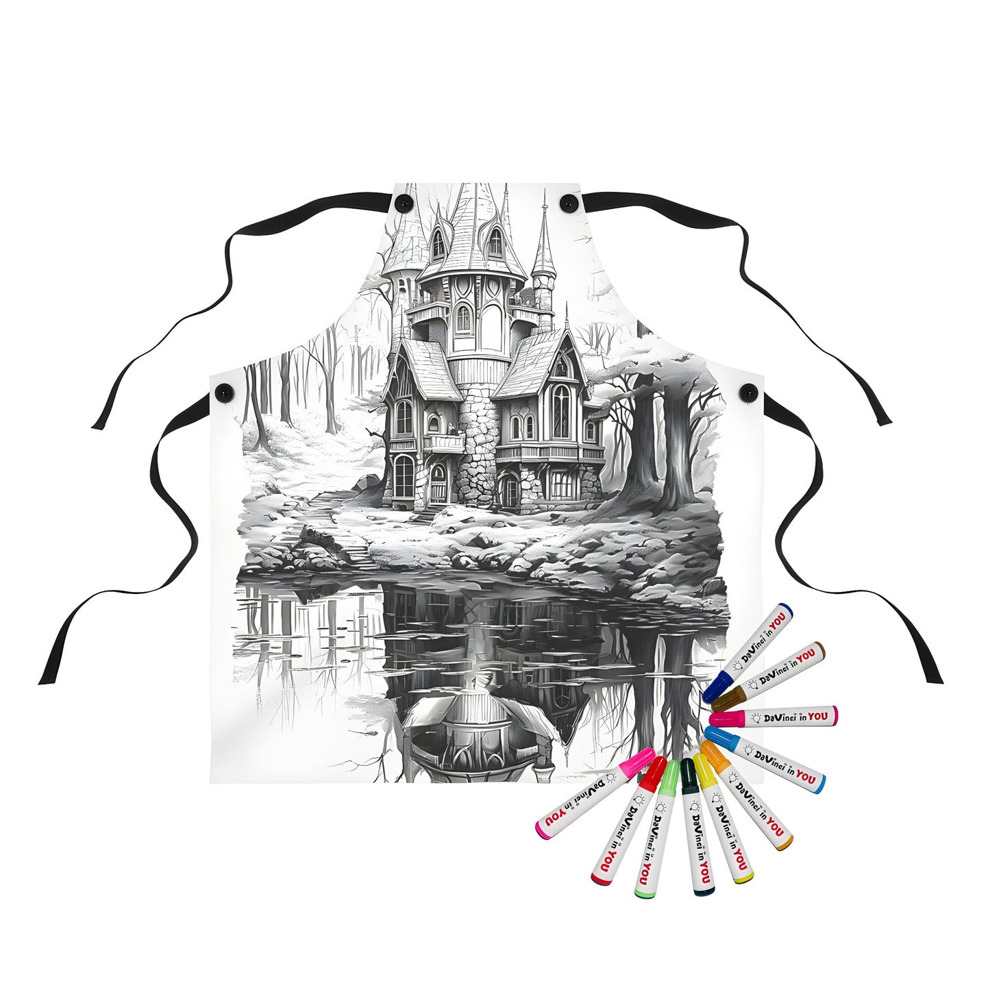 Gothic apron with castle design for coloring