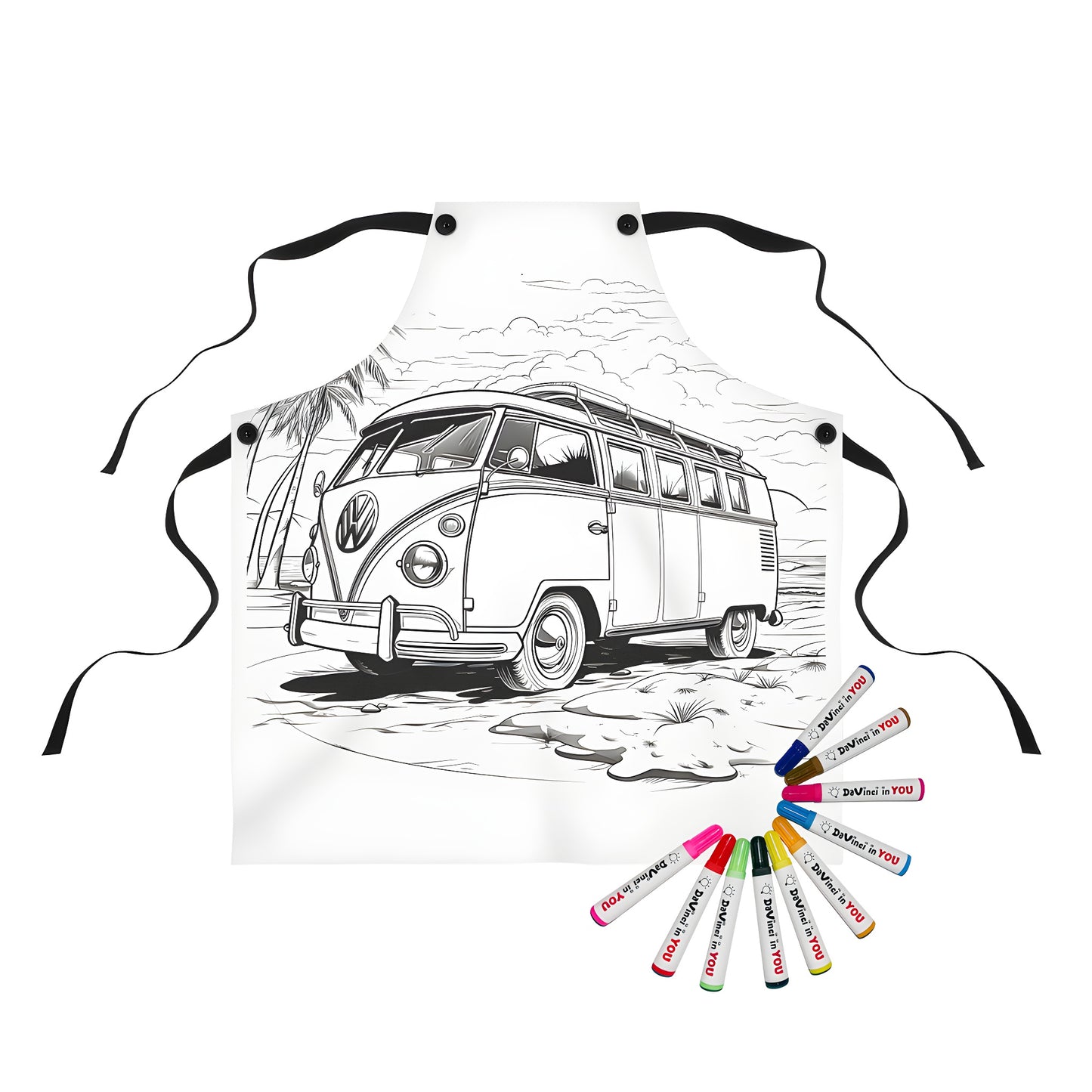 Vintage-style VW bus apron illustration