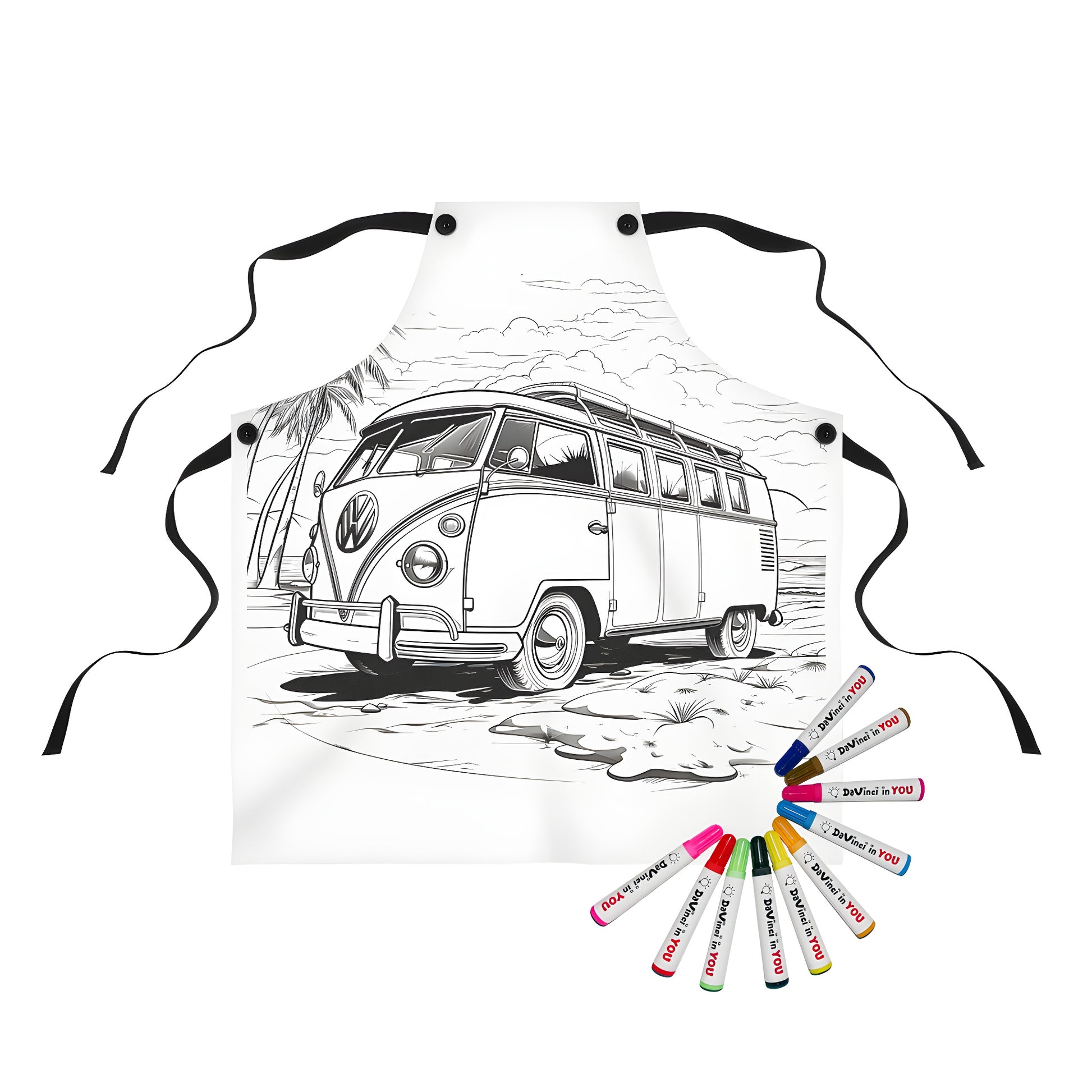 Vintage-style VW bus apron illustration
