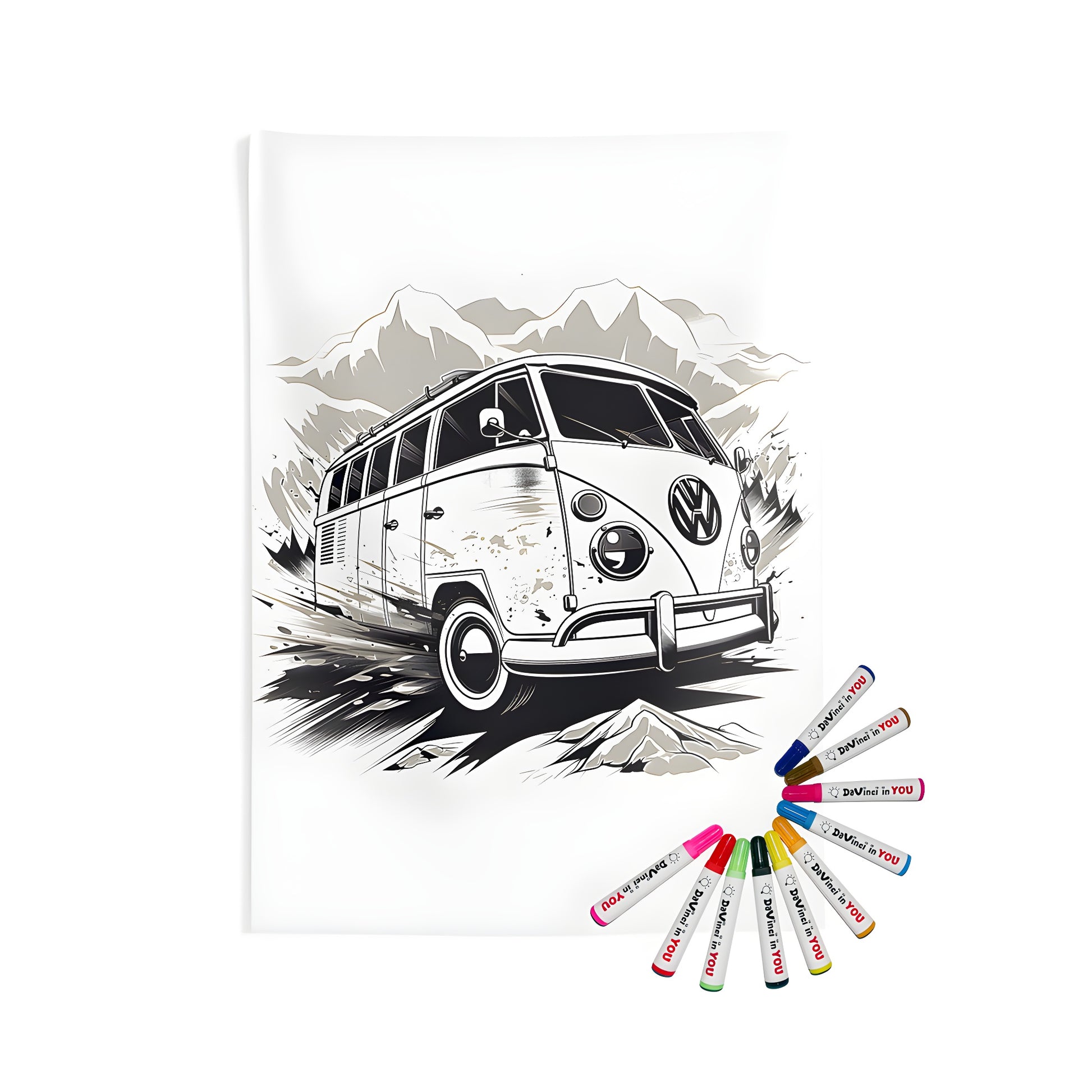 Vintage camper van wall tapestry for bedroom decor