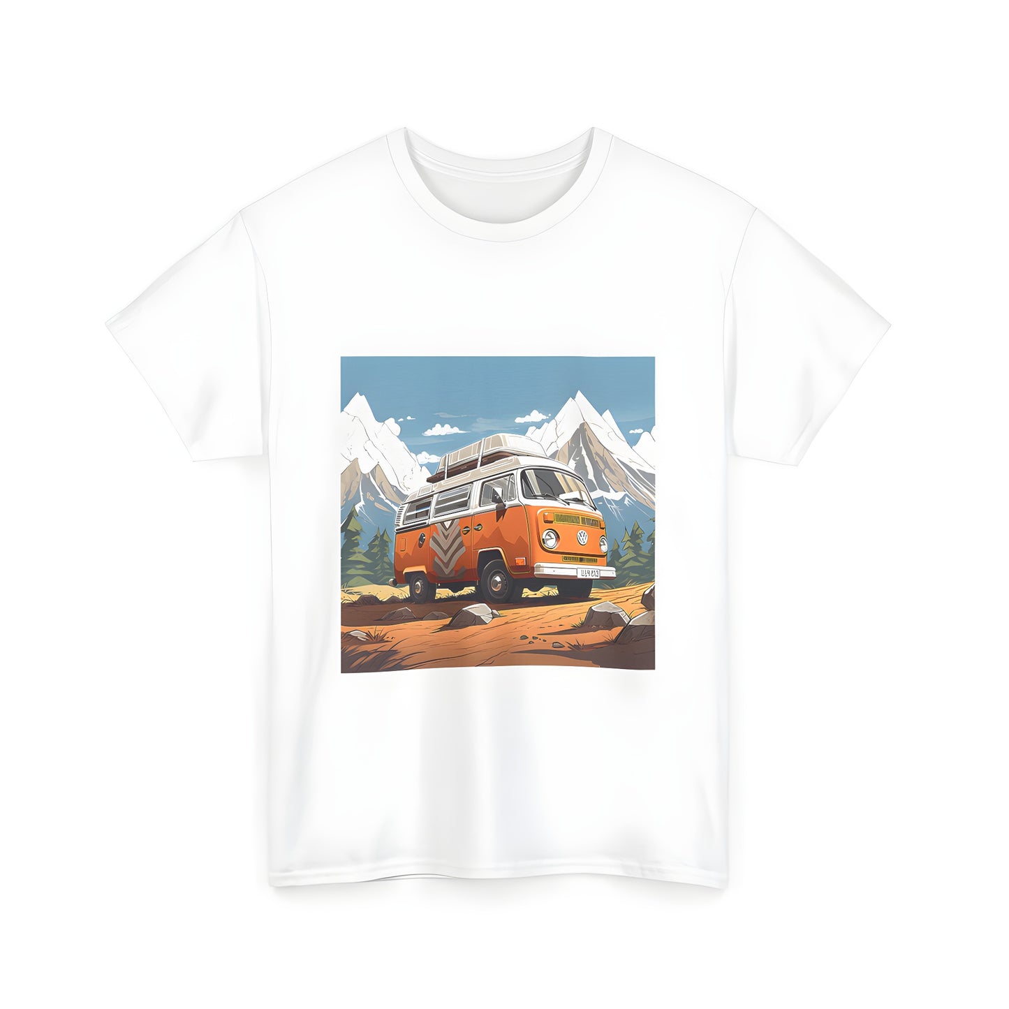 Colorful vintage-style van t-shirt graphic design