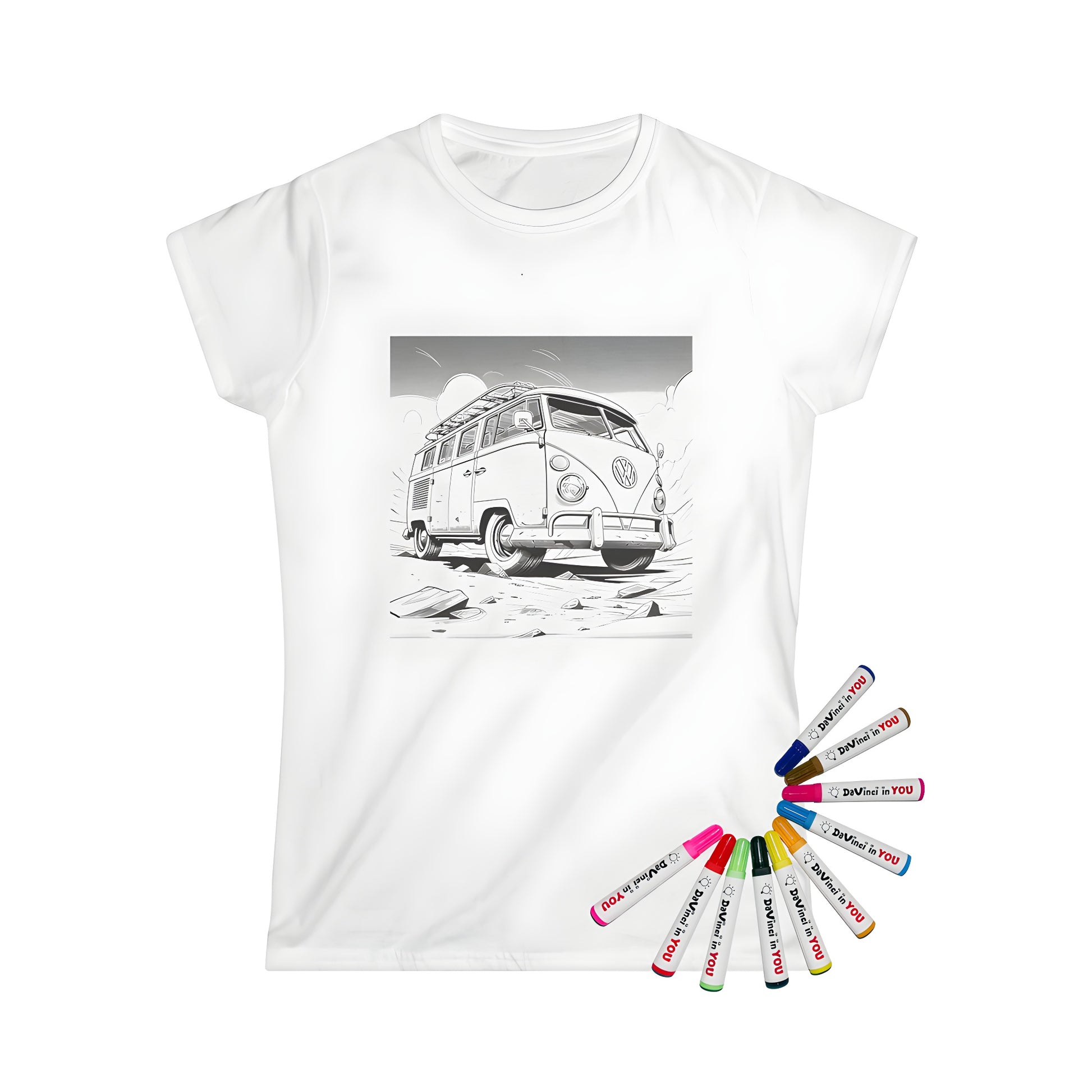 Women's t-shirt with vintage Volkswagen van illustration