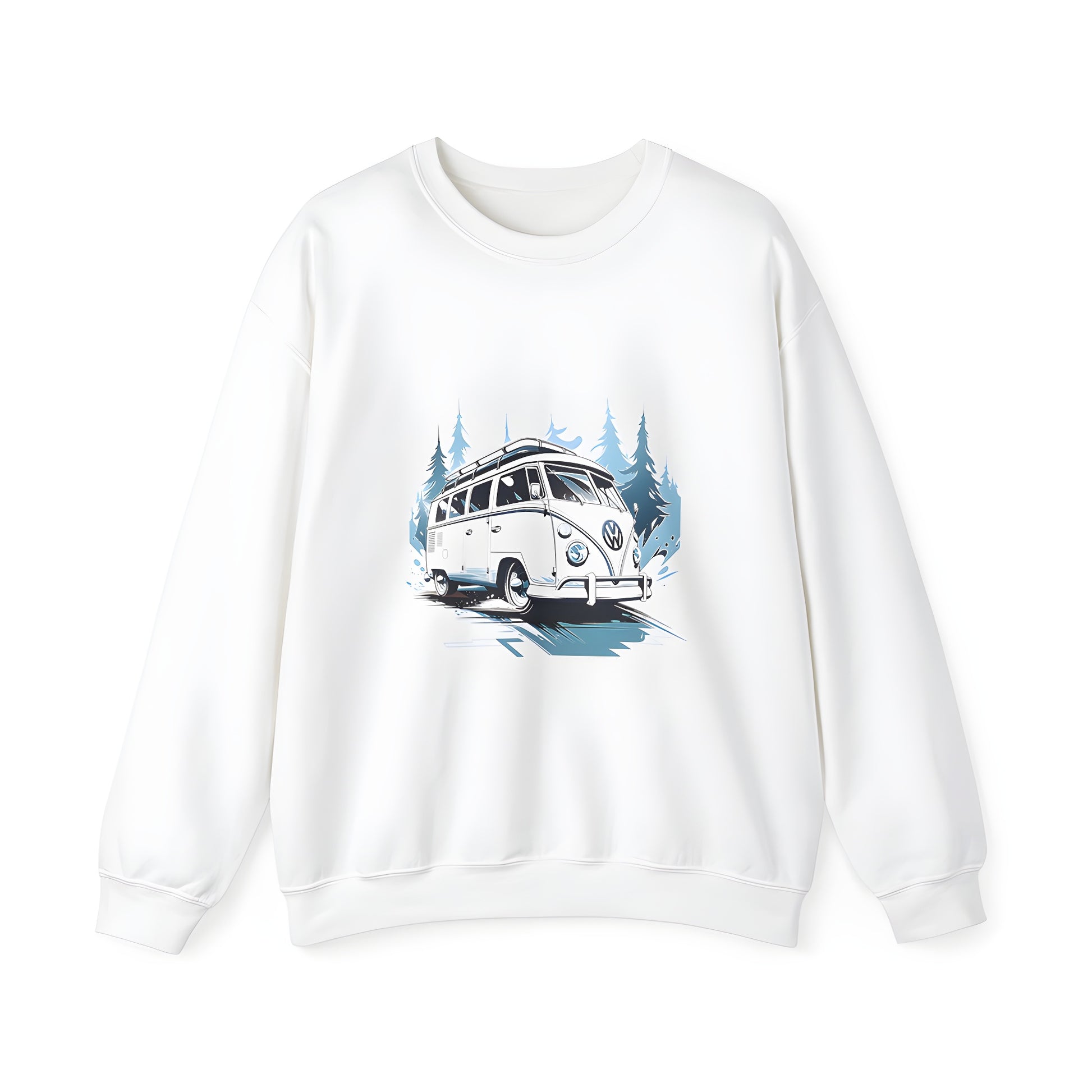 Colorful vintage camper van graphic sweatshirt for adults