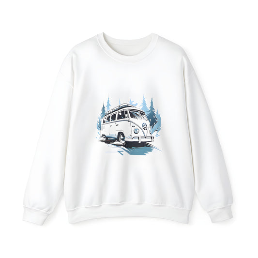 Colorful vintage camper van graphic sweatshirt for adults