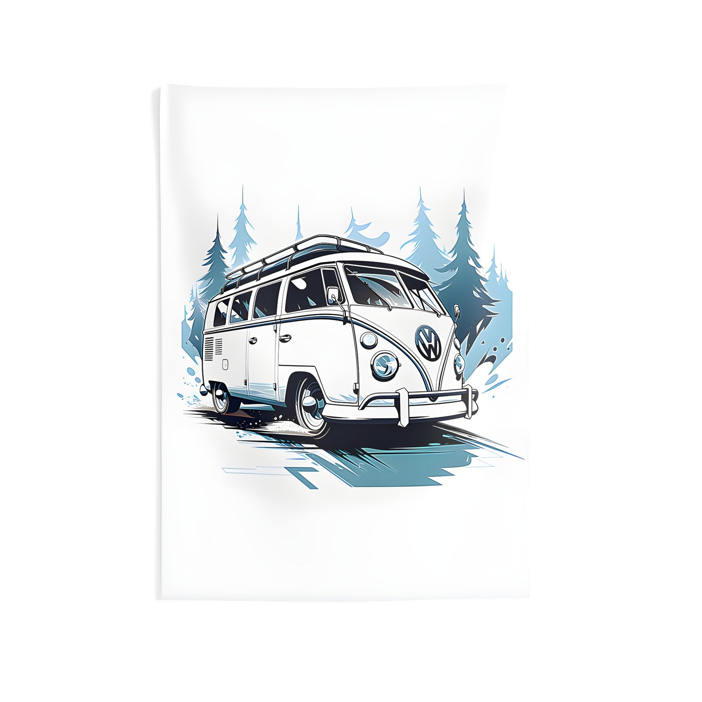 Colorful vintage-style VW van wall tapestry for bedroom decor