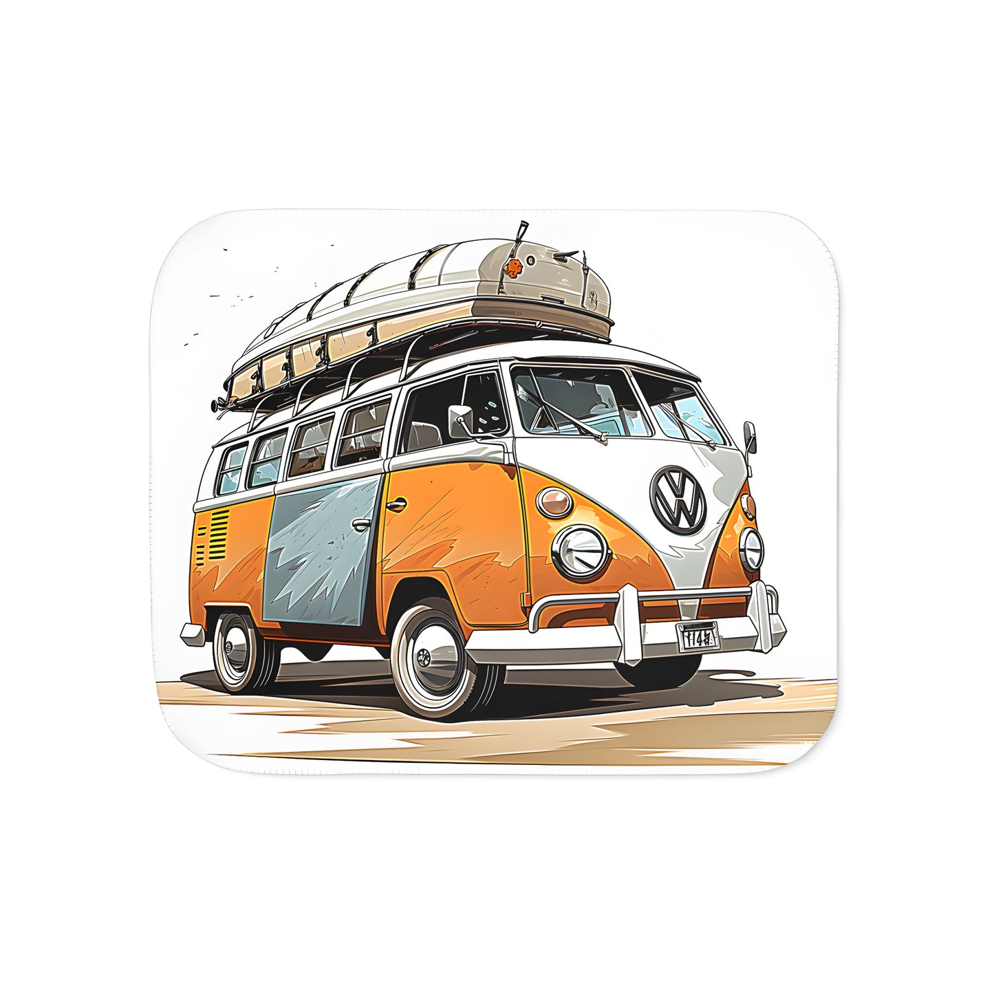 Colorful vintage camper van blanket