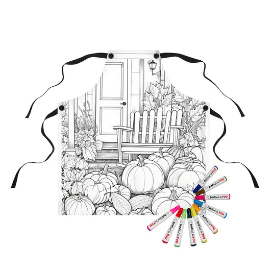 Apron with pumpkin pattern illustration for creative coloring