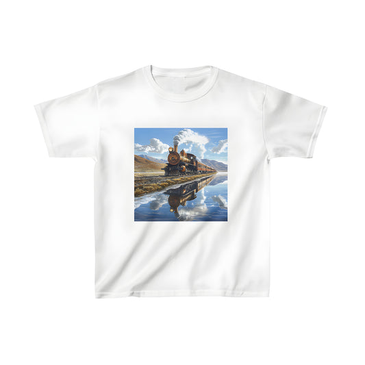 Colorful Kids T-Shirt featuring an imaginative locomotive, train picture, vintage engine, or old-fashioned choo-choo