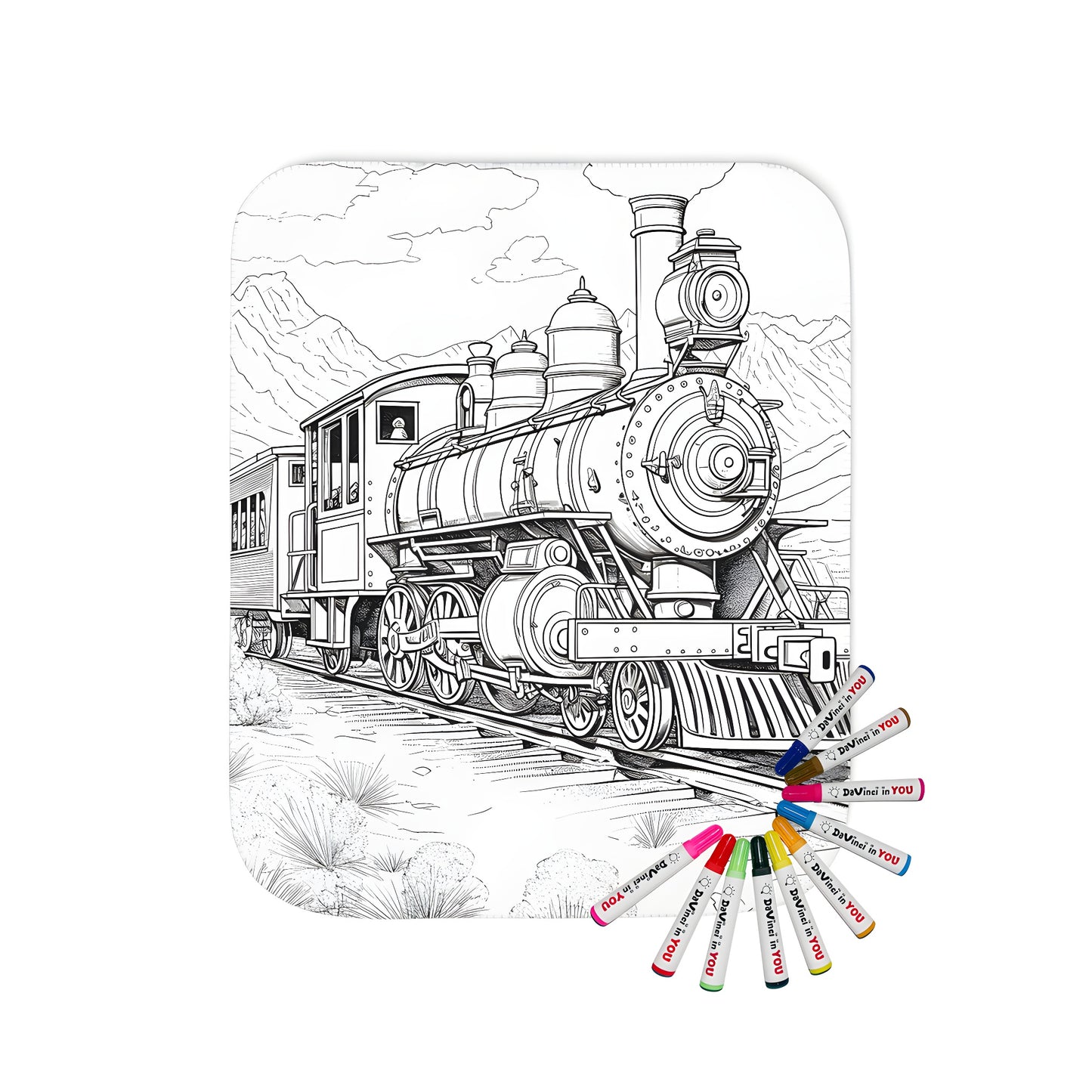 Cozy throw blanket with vintage train station illustration