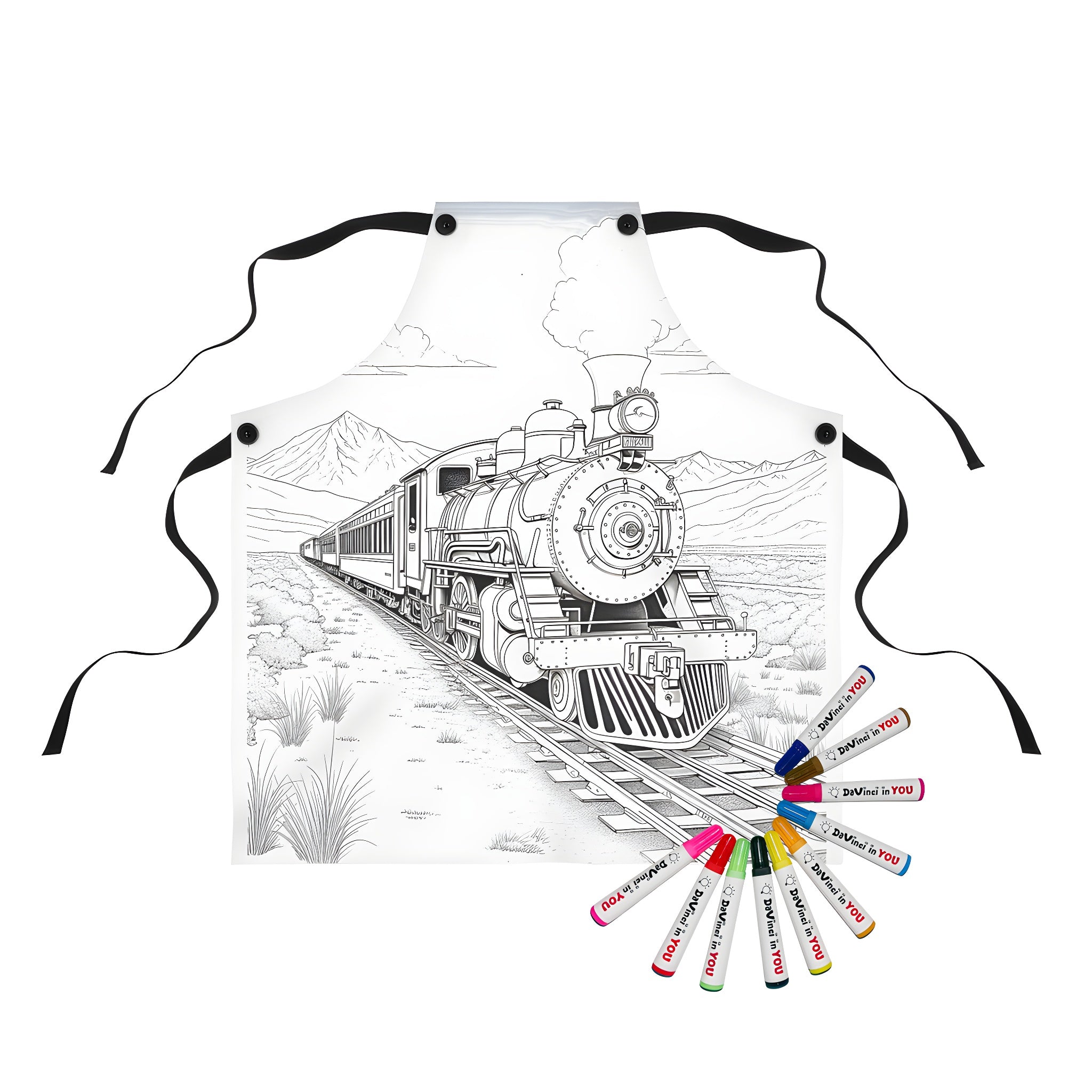Apron Coloring Kit with 10 Fabric Markers - Steam Engine Train ...