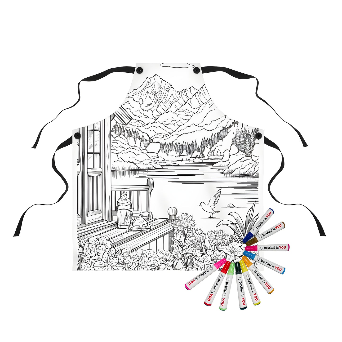 Colorful mountain scenery apron