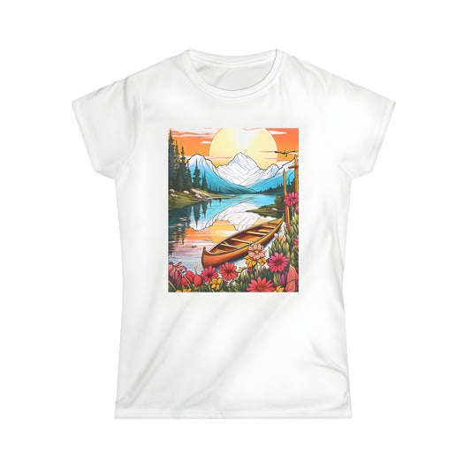 Women's T-shirt with colorful mountain landscape design