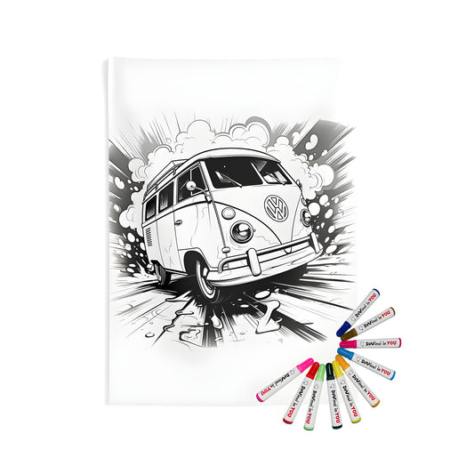 Retro VW bus wall tapestry