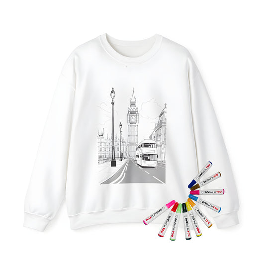 Big Ben clock tower illustration adult sweatshirt