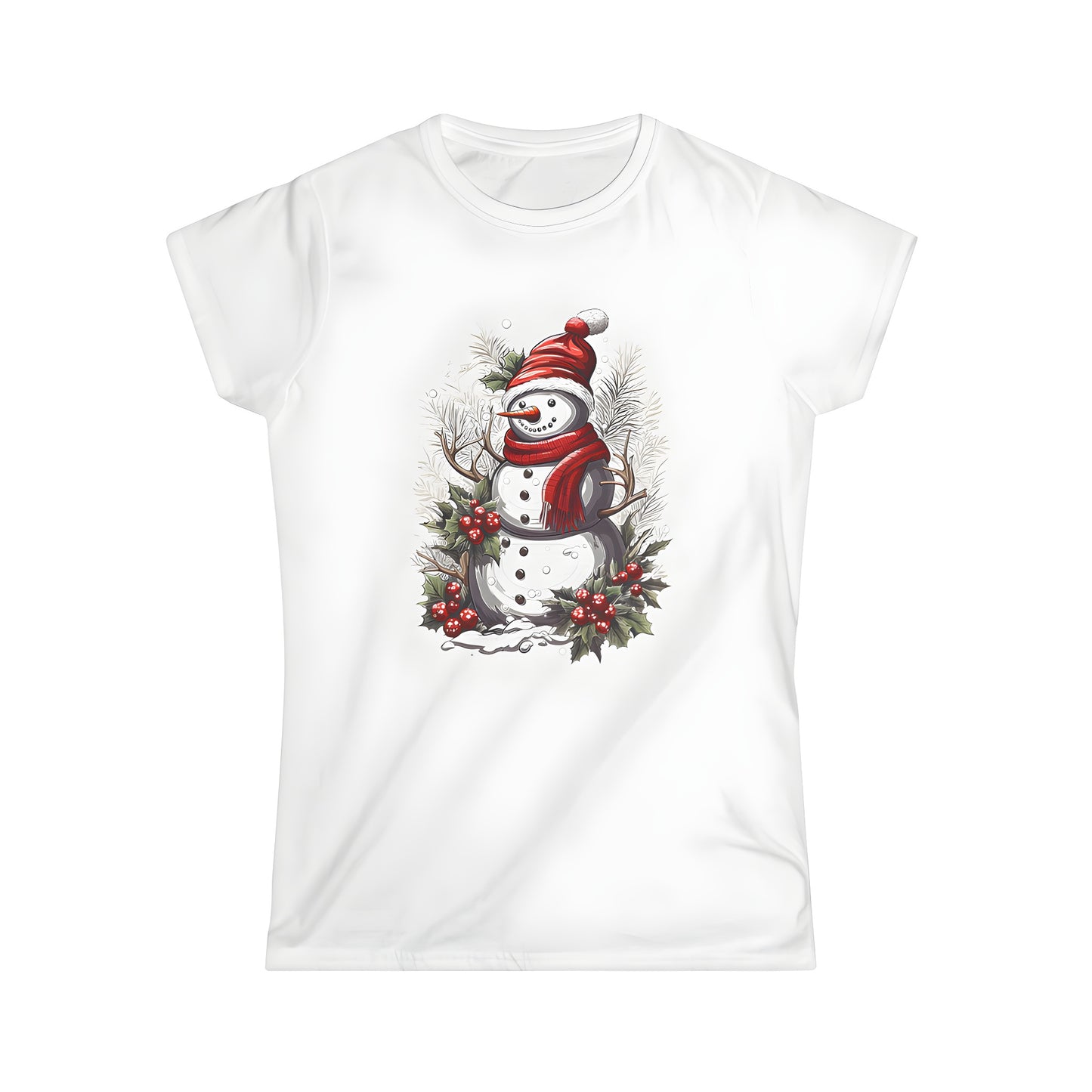 Women's Festive Holiday T-Shirt with Colorful Winter Wonderland Character