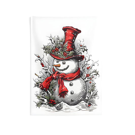 Indoor wall tapestries featuring joyful frosty man decor