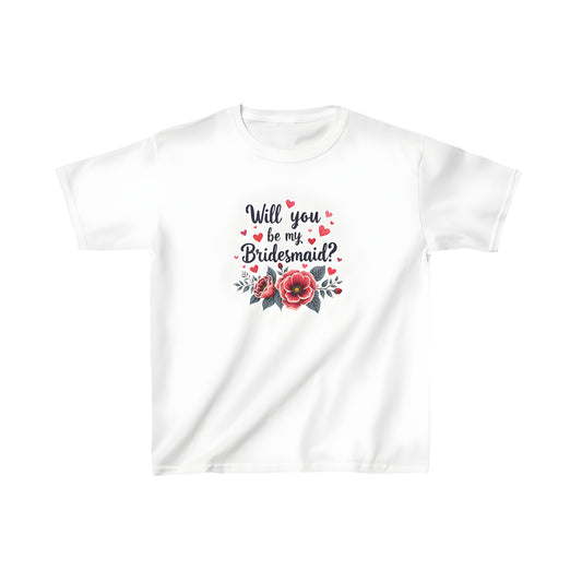 Colorful kids t-shirt with bridesmaid proposal invitation design