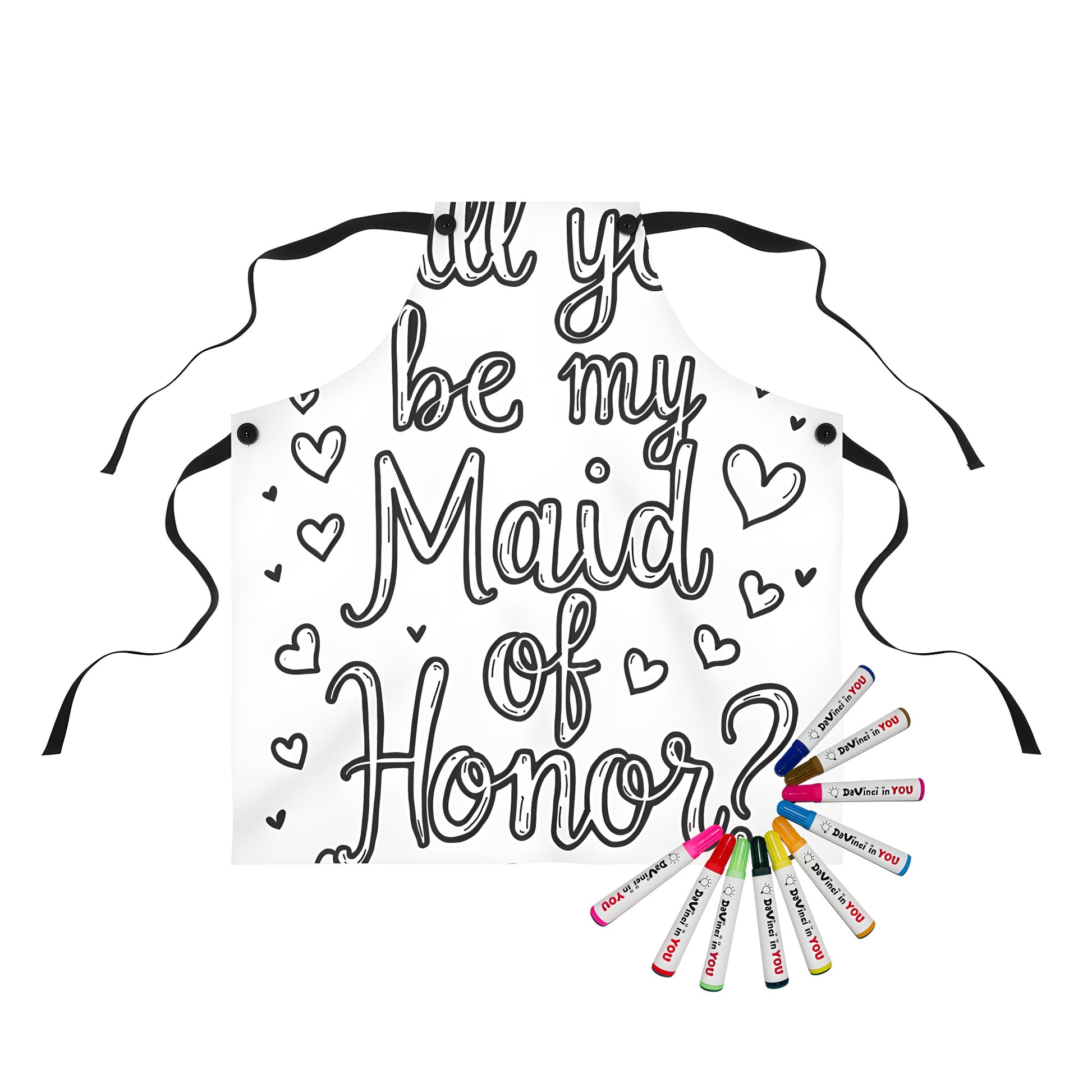 Maid of Honor, Bridesmaid, Best Man, Wedding Party, Apron, Coloring Kit, Fabric Markers