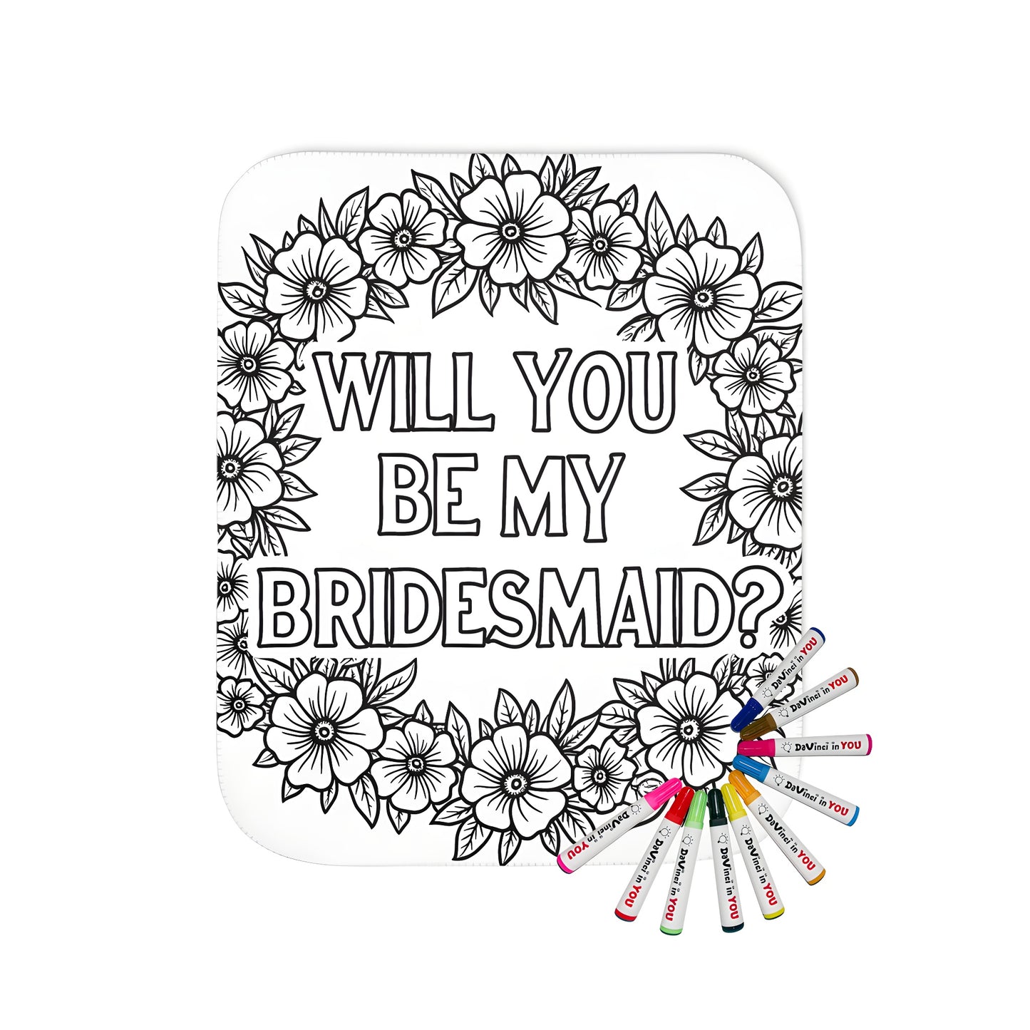 Bridal party blanket with floral wreath and bride-to-be phrase