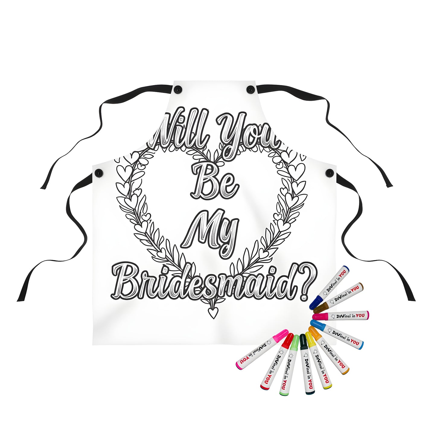 Wedding engagement proposal apron coloring kit with fabric markers for bridesmaids