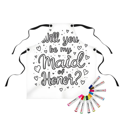 Apron coloring kit with fabric markers, proposal, maid of honor, engagement gift