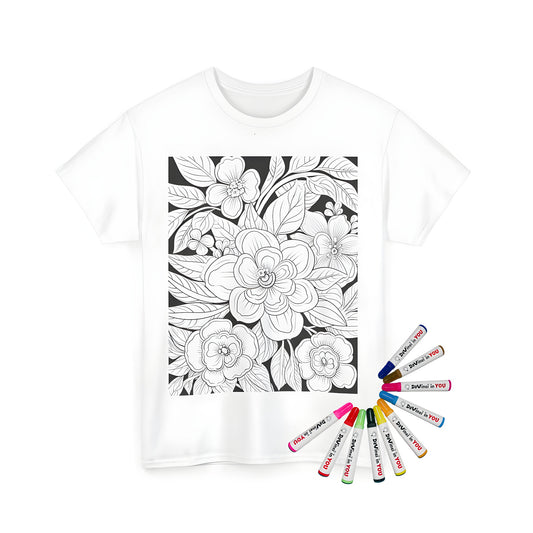 Unisex t-shirt featuring colorful floral arrangement design