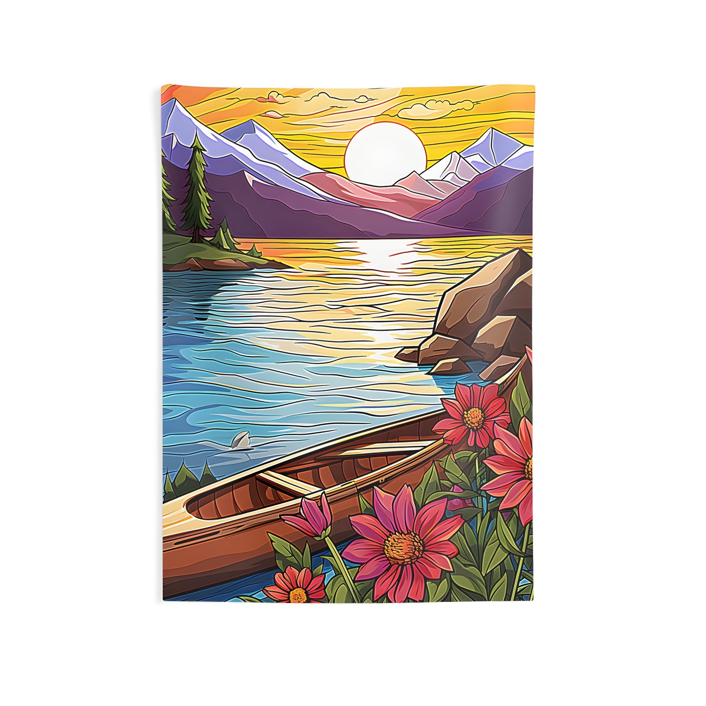 Colorful Lake Scene Indoor Wall Hanging Tapestry for Bedroom Decor