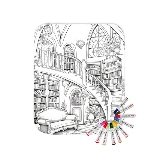 Library Printable Designs FREE Cozy Library Coloring Page - Printable Detailed Illustration with ...