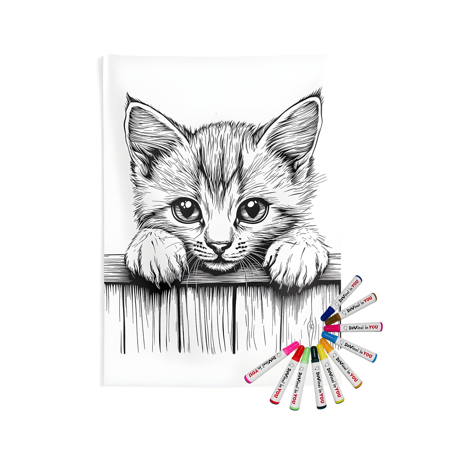 Colorful indoor wall tapestries featuring cute kitten designs for adults and kids