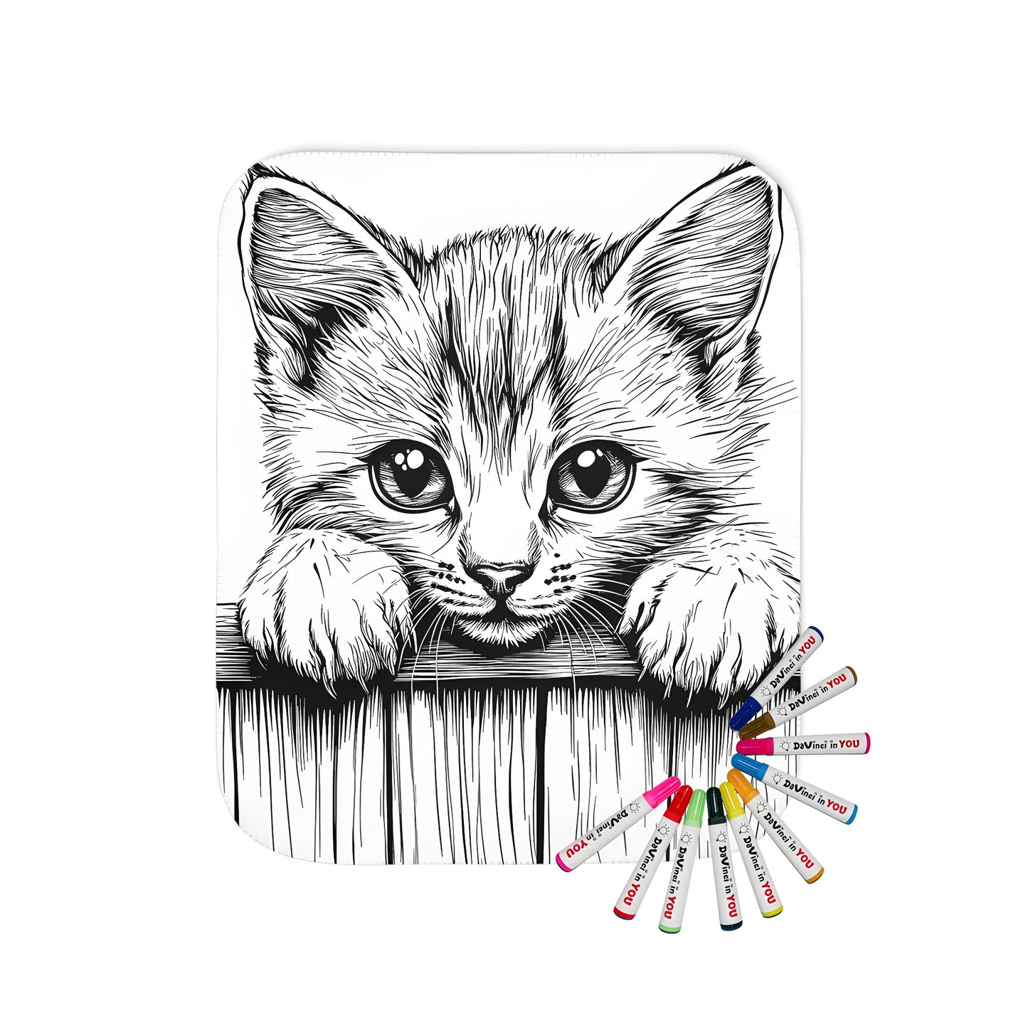 Cute kitten blanket coloring kit fabric marker art