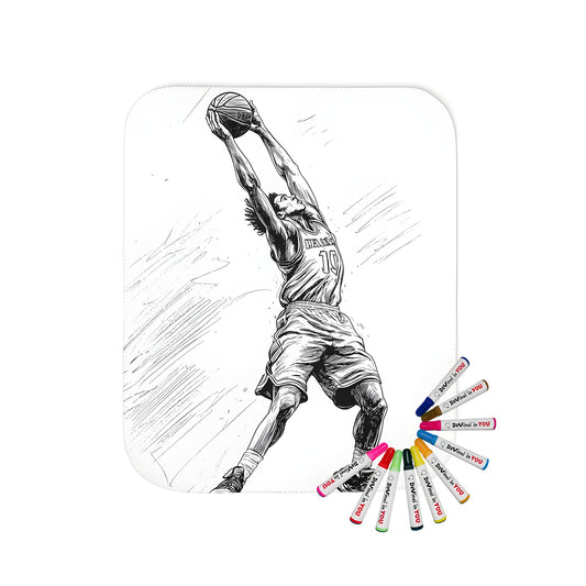 Blanket with Detailed Basketball Player Slam Dunk Scene Design