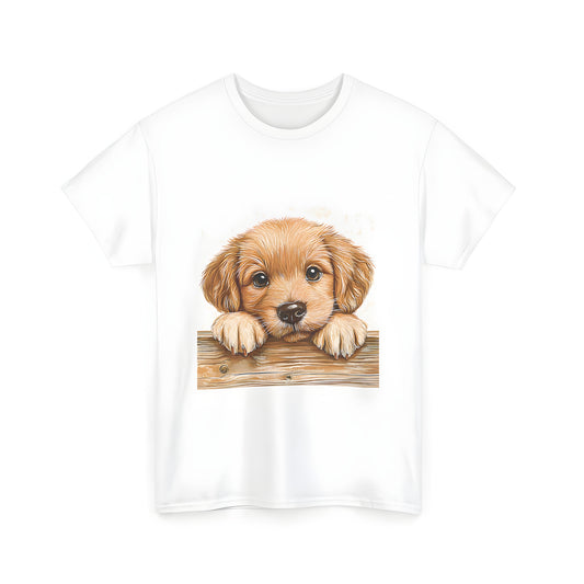 Adorable Golden Retriever Puppy Illustration on Unisex T-shirt