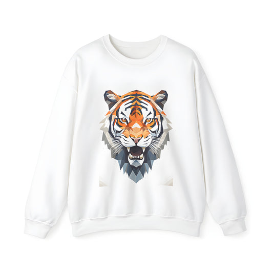 Adult sweatshirt with colorful abstract tiger graphic design