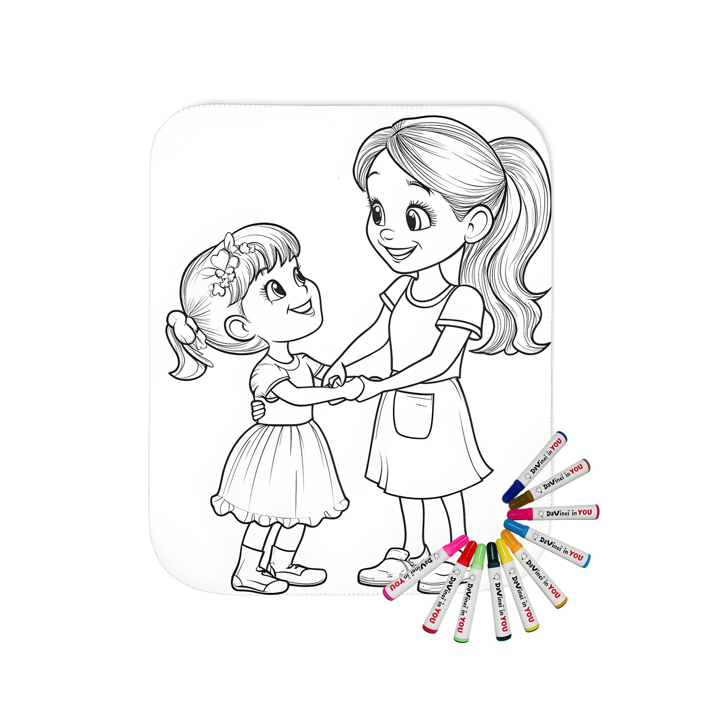 Coloring blanket for sisters, twin girls, sibling love, best friends