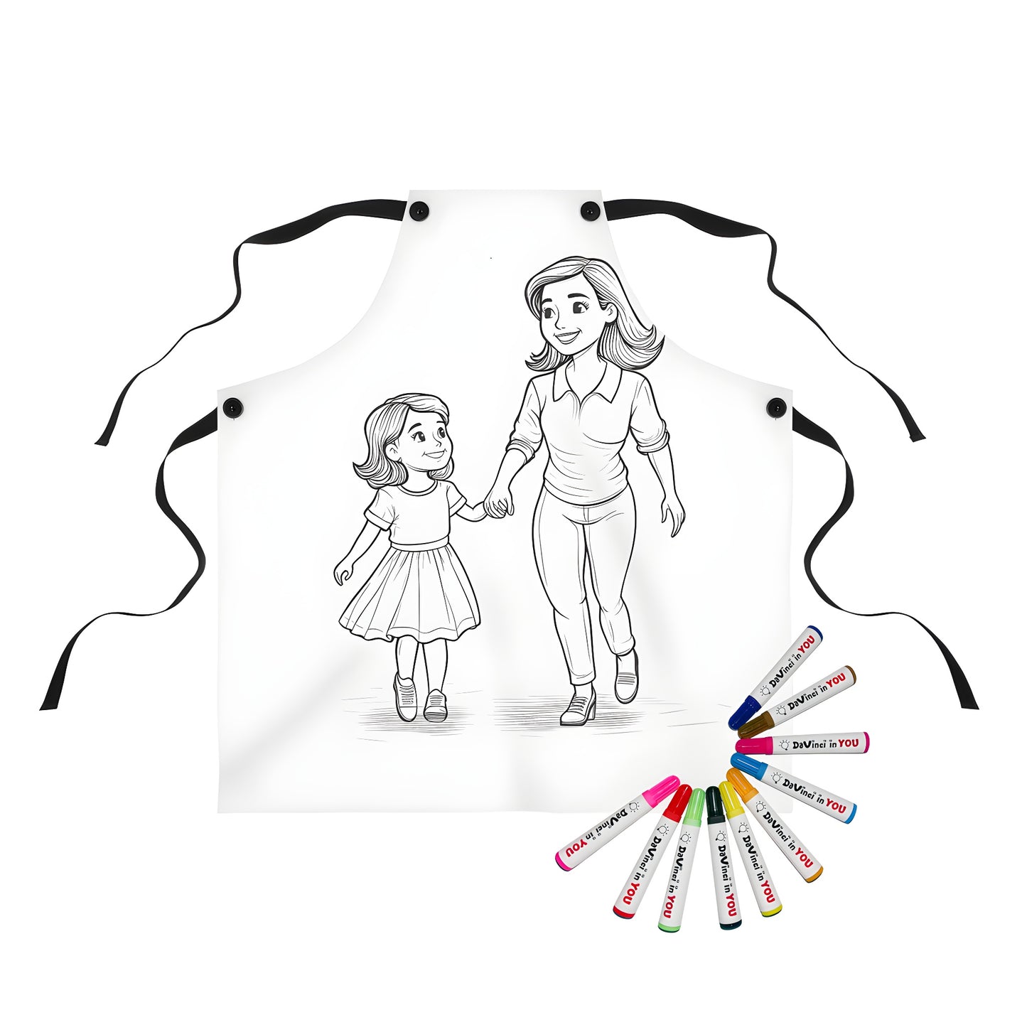 Apron coloring kit with vibrant fabric markers - Mommy and me activity