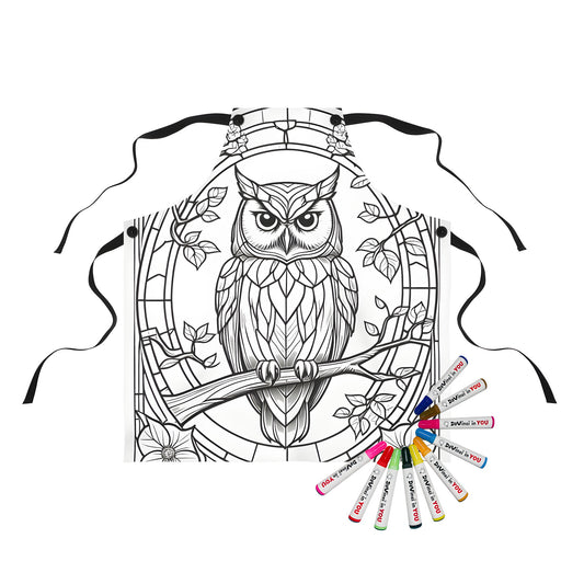 Stunning stained glass style apron design with intricate details and colorful flair