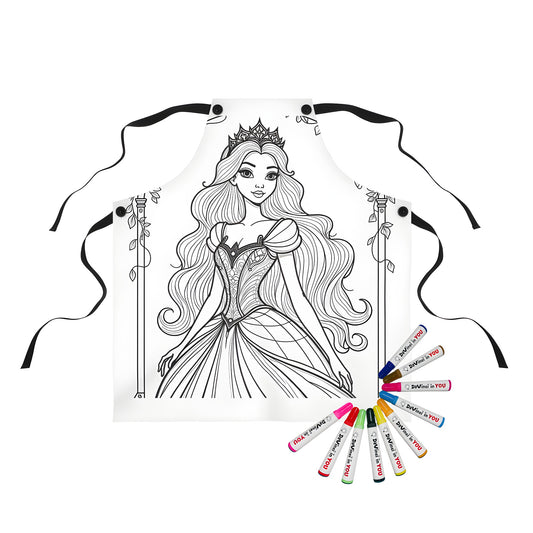 Colorful apron for kids featuring an elegant princess design