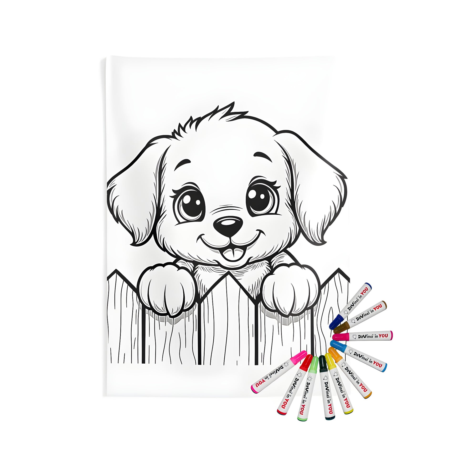 Indoor wall tapestry featuring a cute puppy design, perfect for pet lovers and kids' rooms