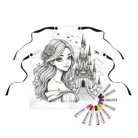 Apron with princess and castle design