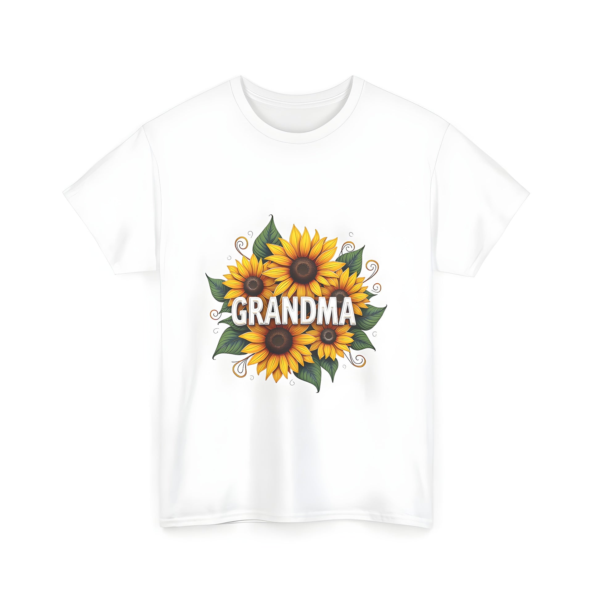 Vibrant floral graphic tee with sunflower design, grandma t-shirt