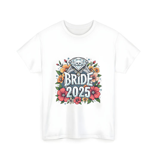 Colorful graphic design on unisex t-shirt with bride theme