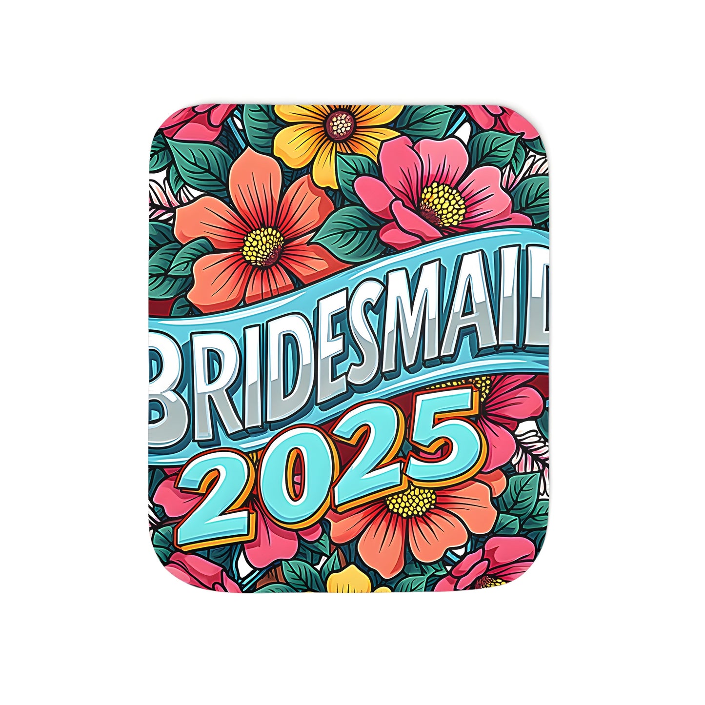 Colorful bridesmaids throw blanket with floral graphic design 2025 illustration featuring bridesmaid dress inspiration