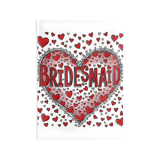 Colorful bridesmaids or maid of honors wall tapestry with decorative heart design