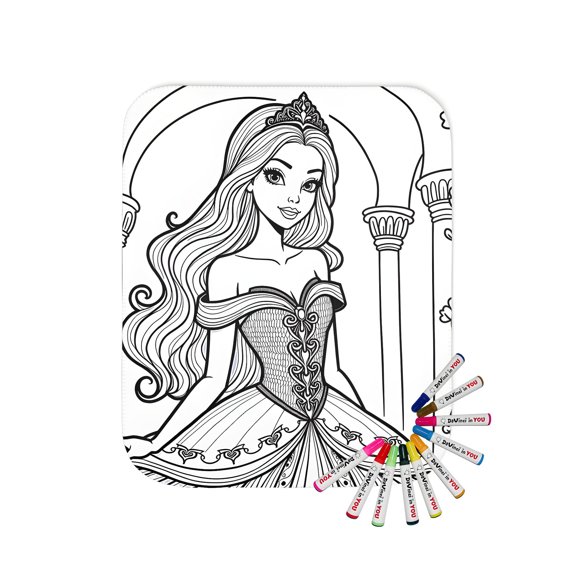 Blanket with Elegant Princess illustration, colorful princess scene