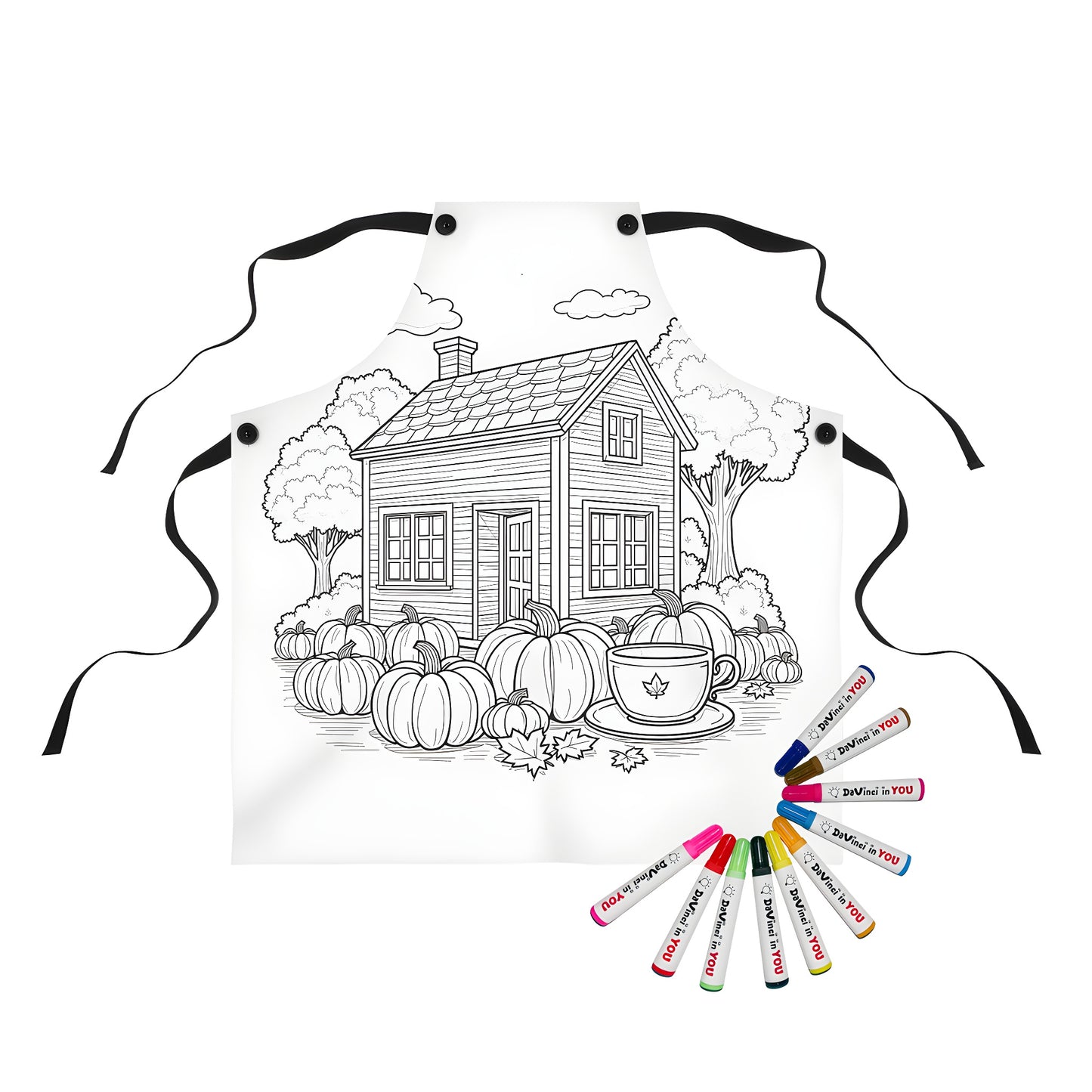 Colorful Apron featuring a cozy country cottage scene